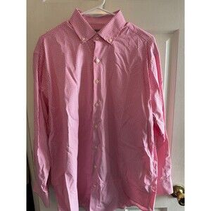 Peter Millar Summer Comfort Shirt Mens L Pink / White Button Up